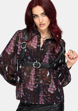 Foxglove Print Chiffon Shirt