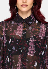 Foxglove Print Chiffon Shirt