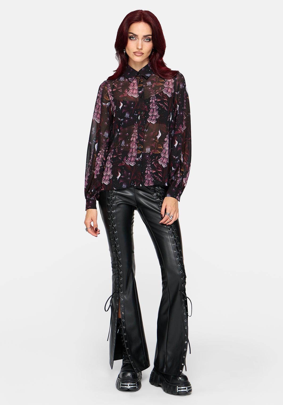 Foxglove Print Chiffon Shirt