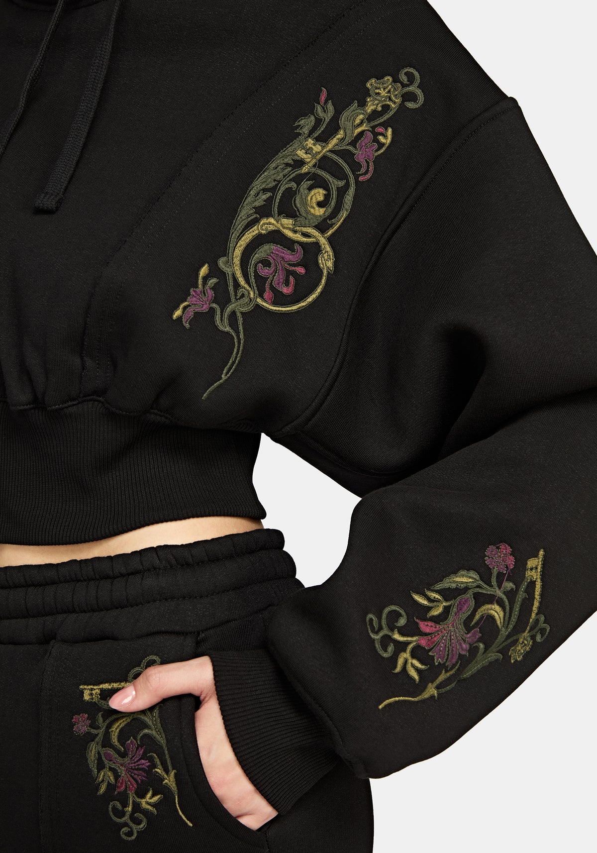 Ouro Embroidered Cropped  Hoodie