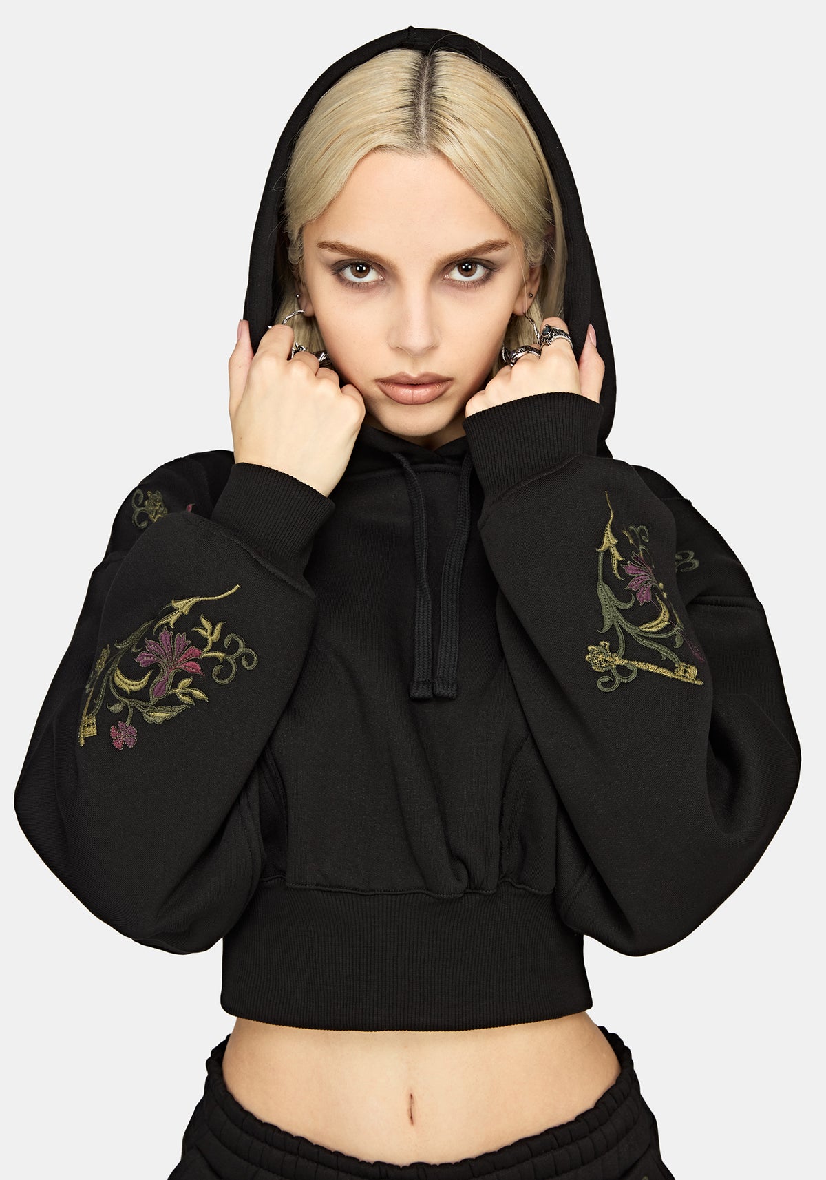 Ouro Embroidered Cropped  Hoodie