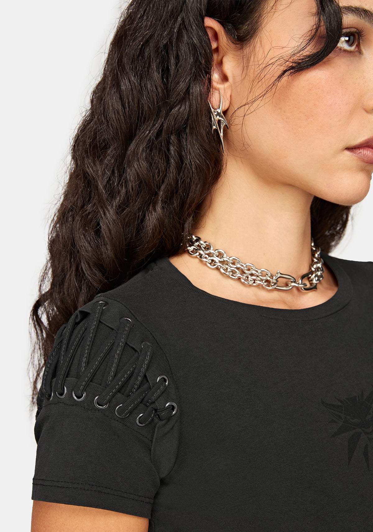 Disturbia x The Witcher Lace Up Shrunken T-Shirt