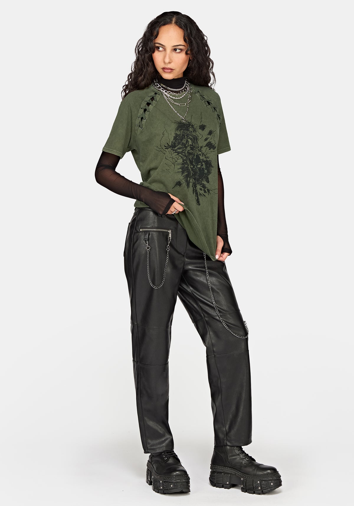 Disturbia x The Witcher Lace Up Oversized T-Shirt