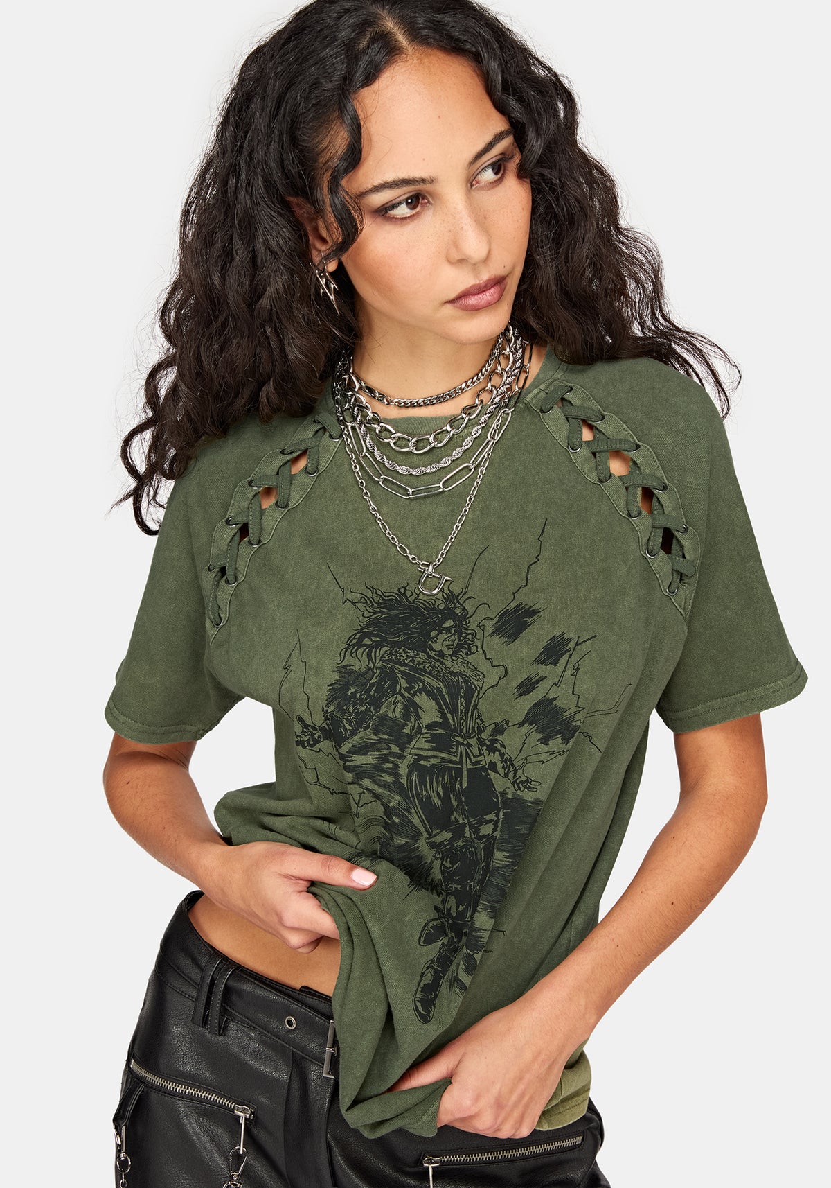 Disturbia x The Witcher Lace Up Oversized T-Shirt