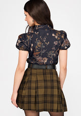 Poison Eden Printed Short Sleeve Blouse - Midnight