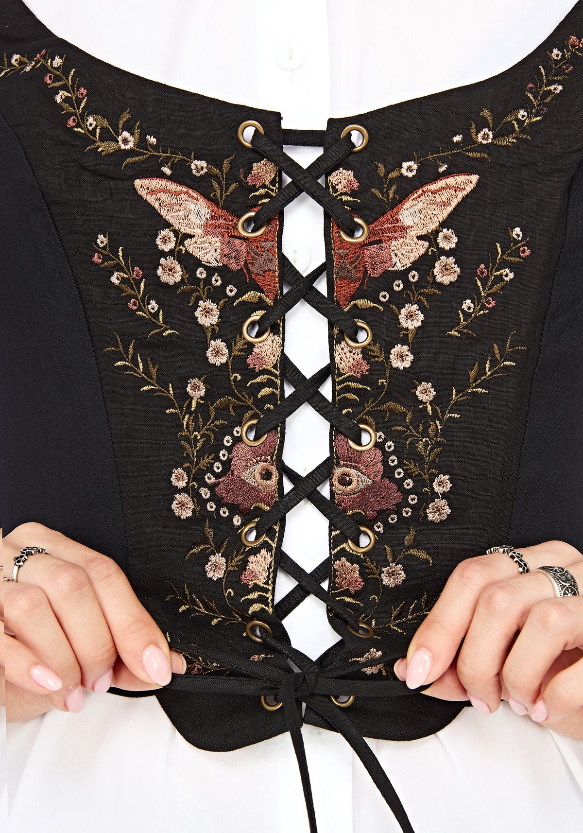 Siora Folklore Embroidered Corset Top - Black