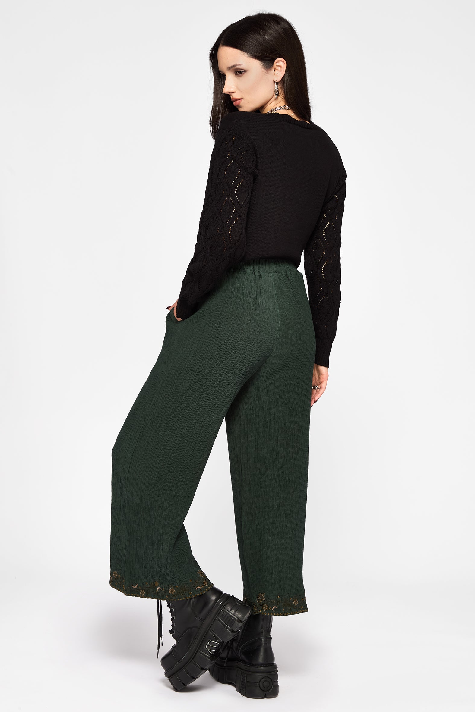 Elio Crinkle Embroidered Culotte