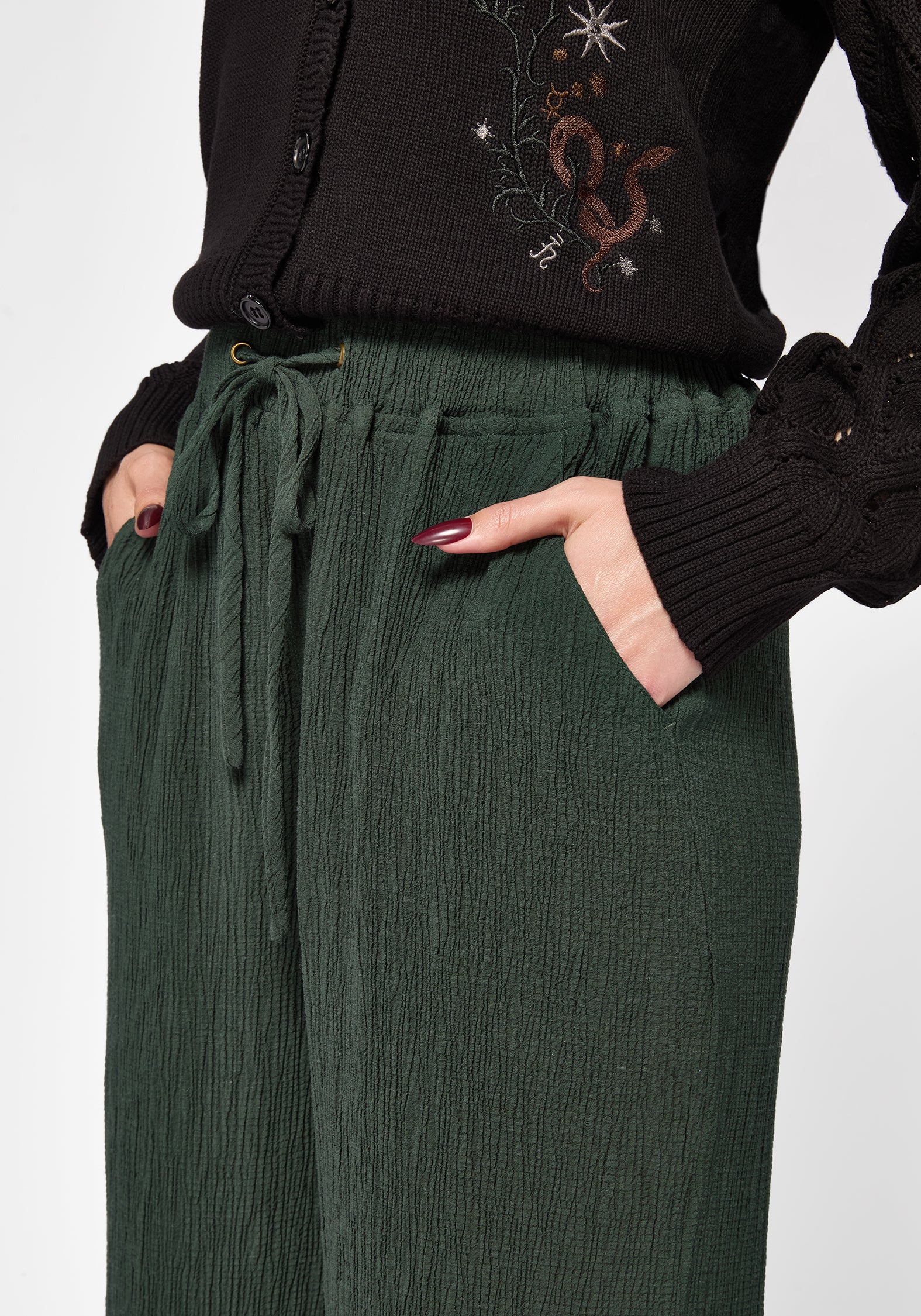 Elio Crinkle Embroidered Culotte