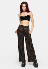 Gallo Satin Jacquard Wide Leg Split Trouser