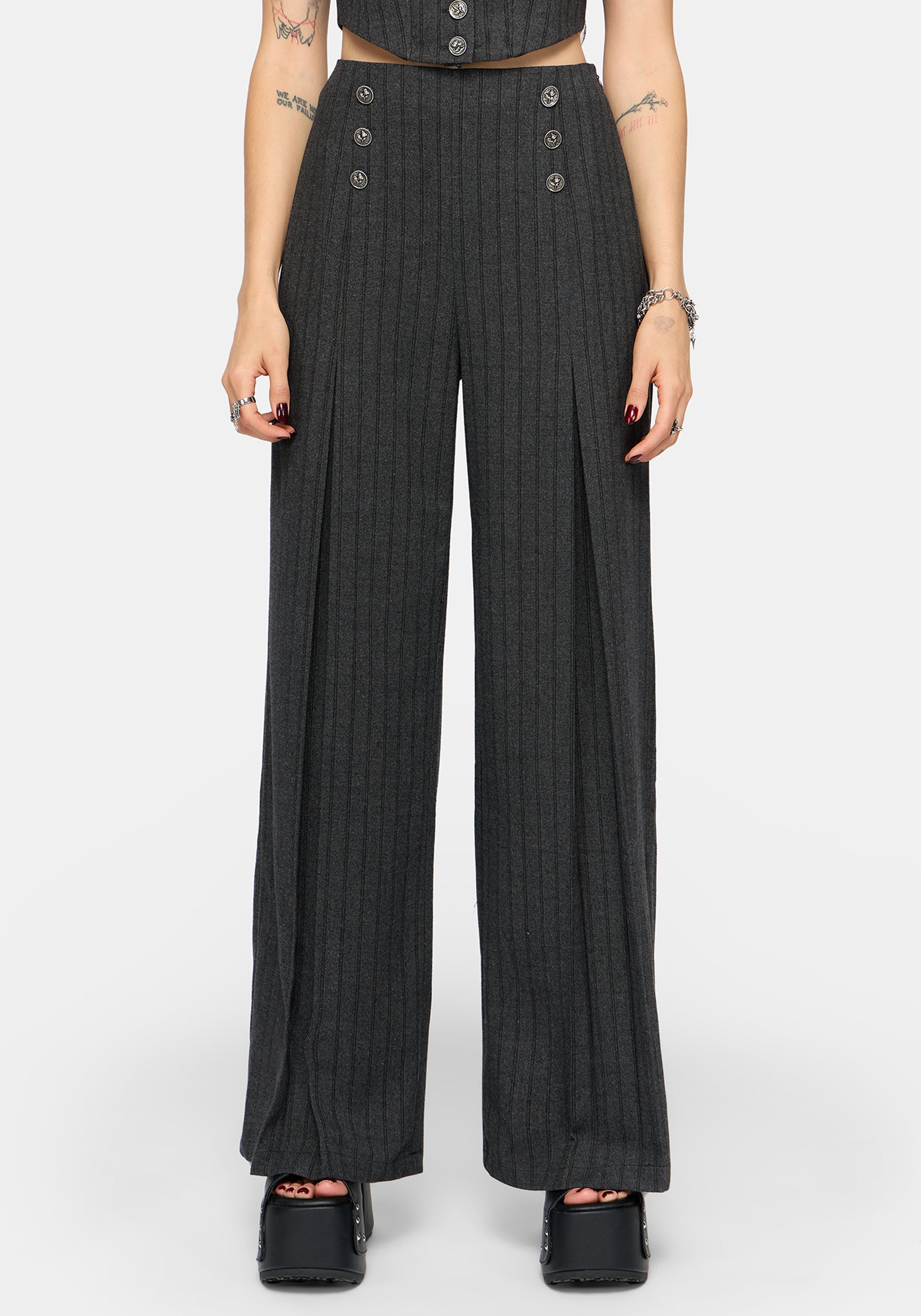 Blair Pinstripe High Waist Tailored Trouser