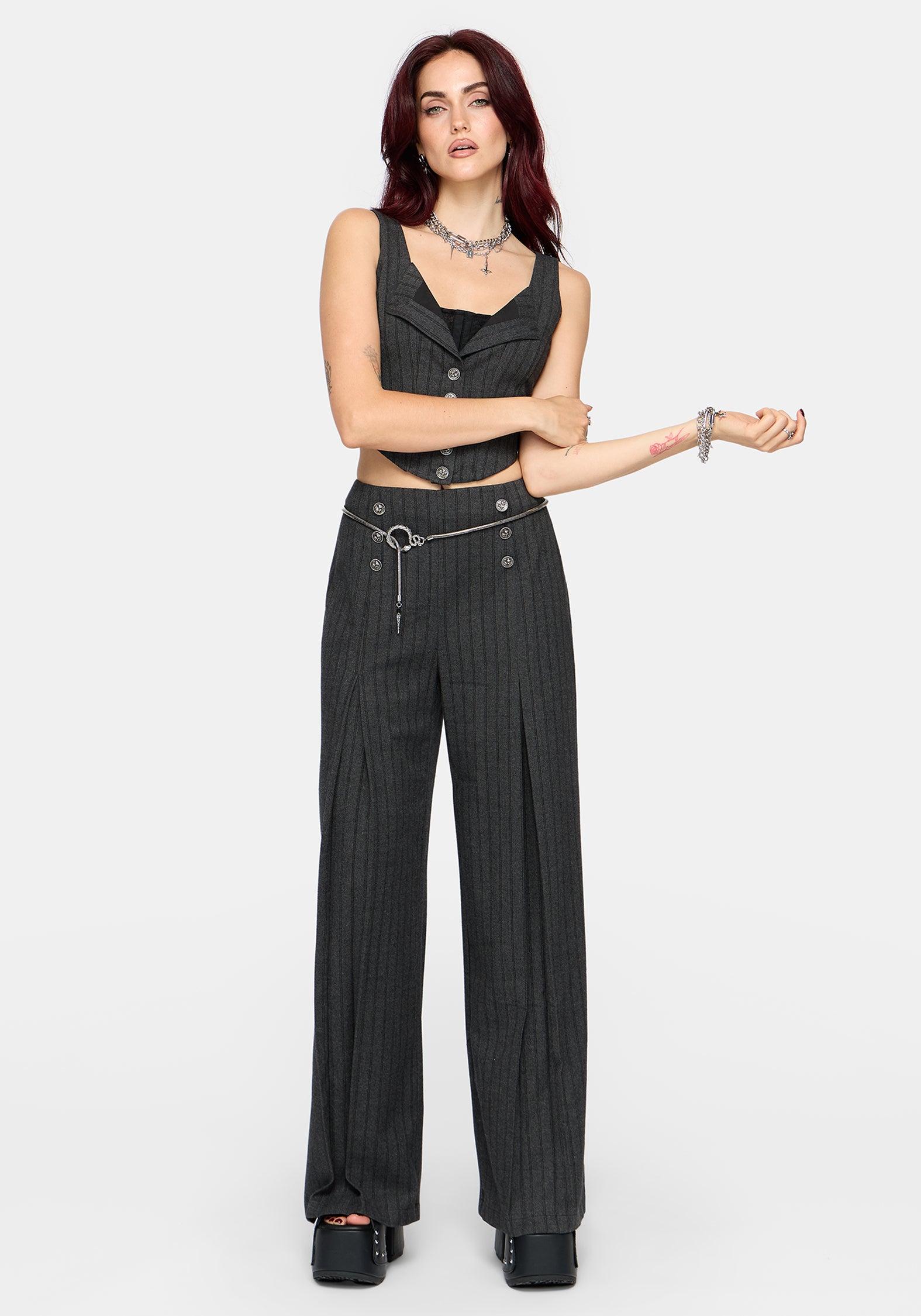 Blair Pinstripe High Waist Tailored Trouser