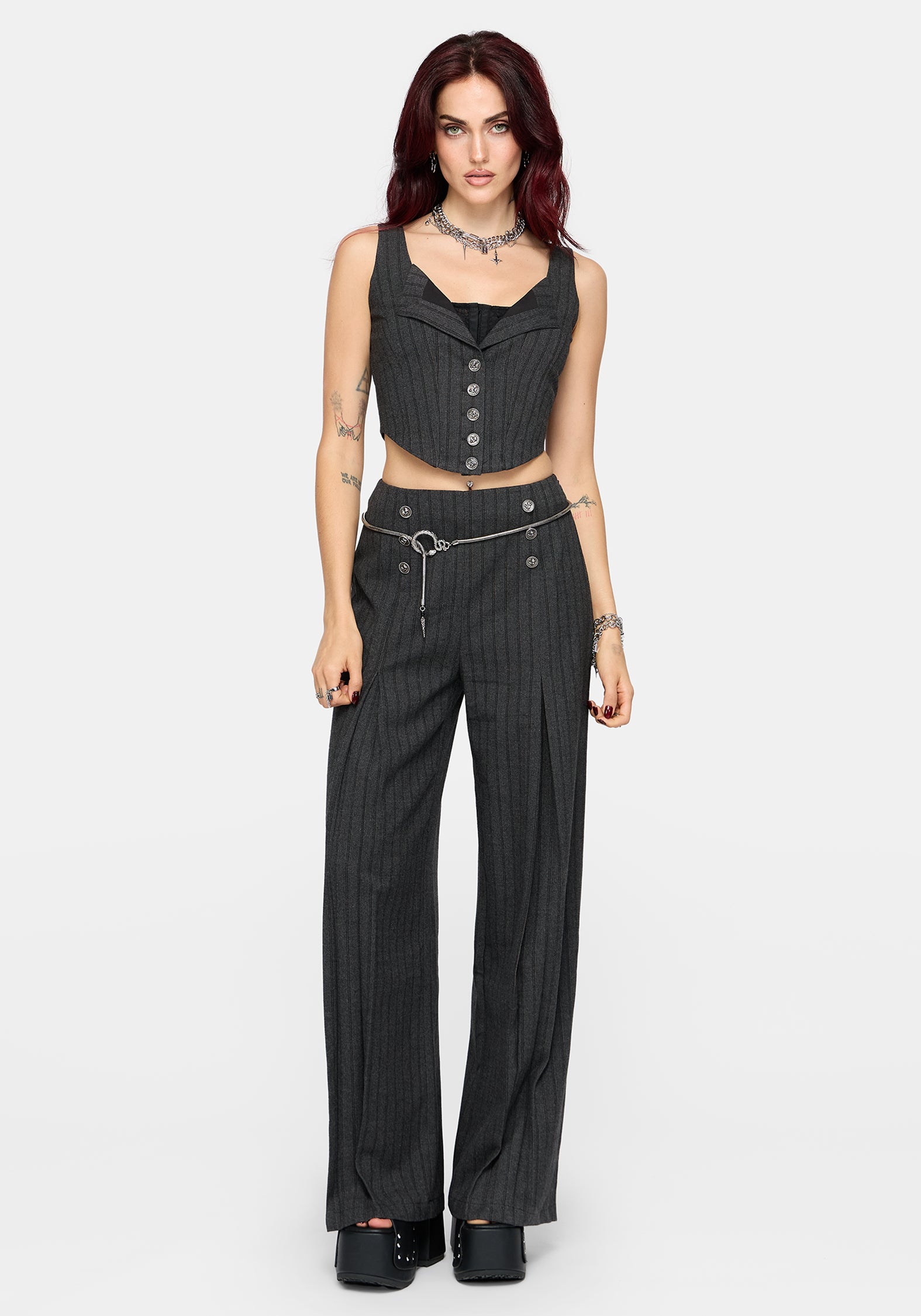 Blair Pinstripe High Waist Tailored Trouser
