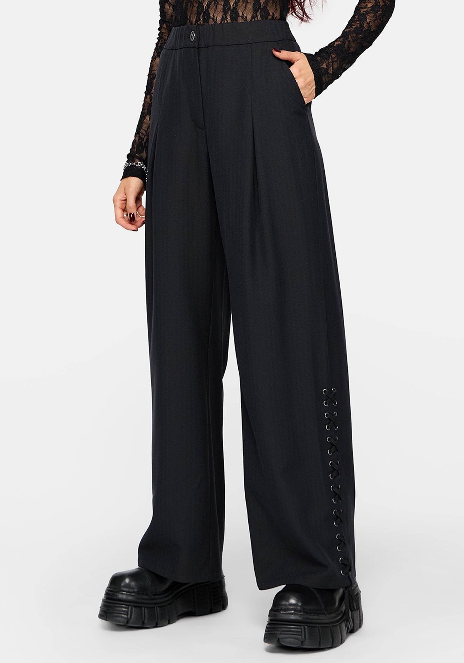 Devon Lace Up Wide Leg Trouser