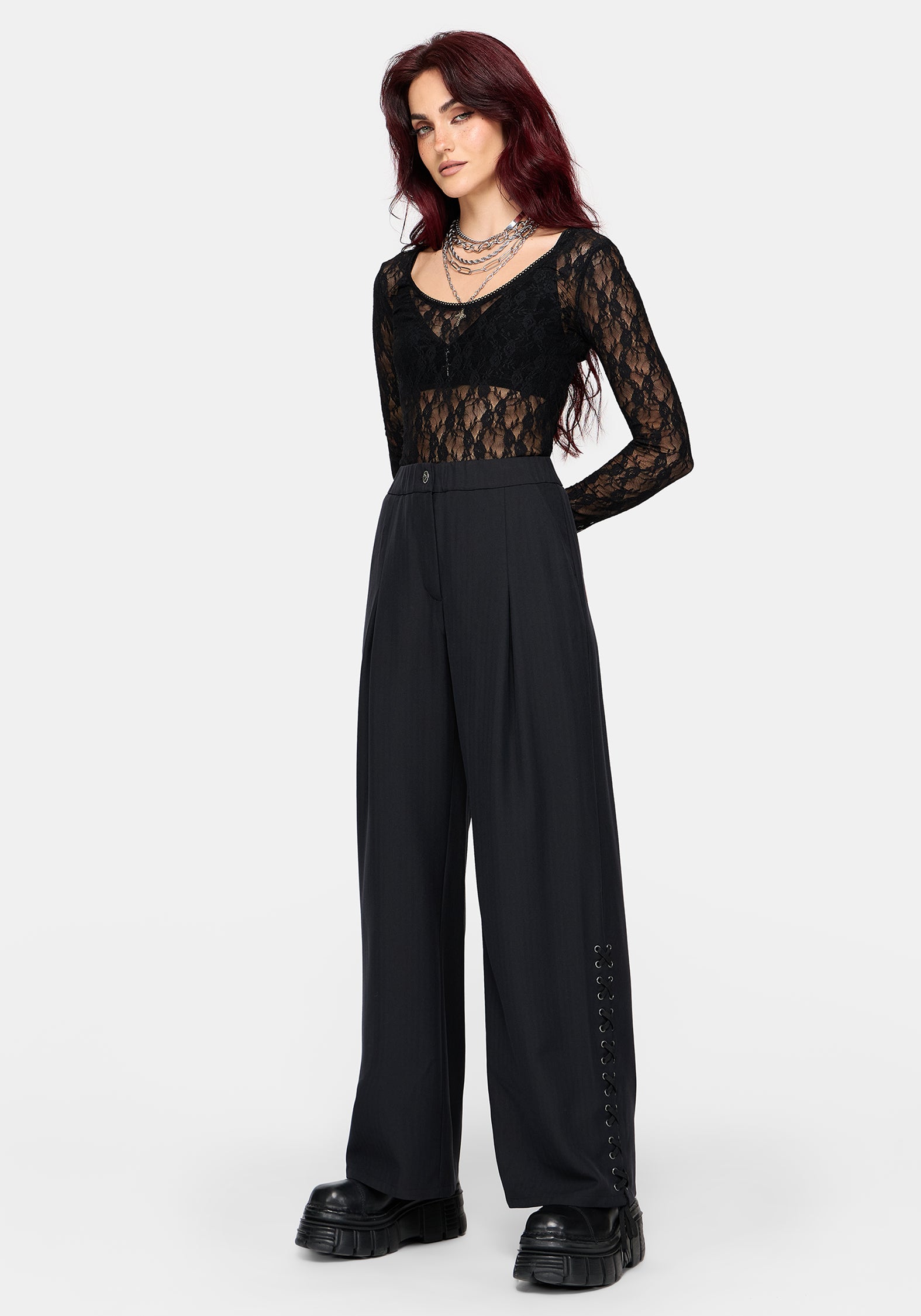 Devon Lace Up Wide Leg Trouser