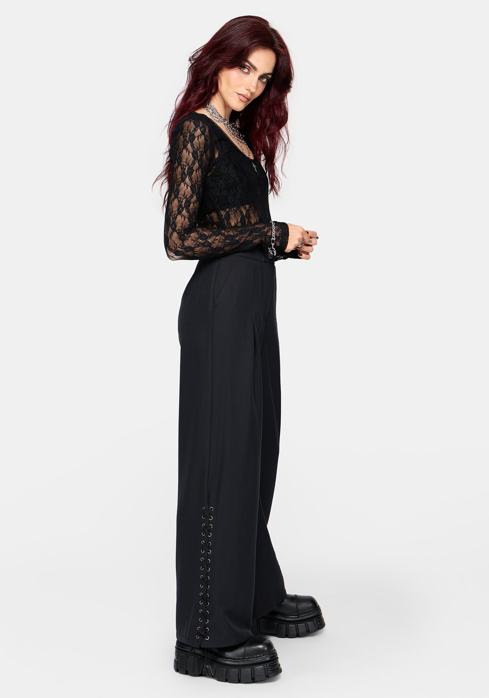 Devon Lace Up Wide Leg Trouser