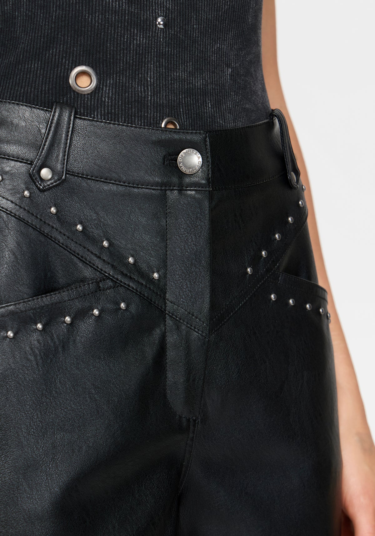 Talia Studded PU Wide Leg Trouser