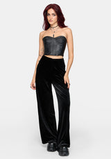 Tigris Embroidered Velour Wide Leg Trouser