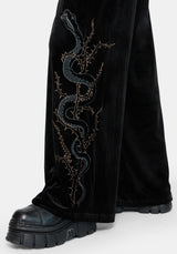 Tigris Embroidered Velour Wide Leg Trouser