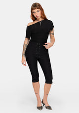Tasha Eyelet Lace Up Capri