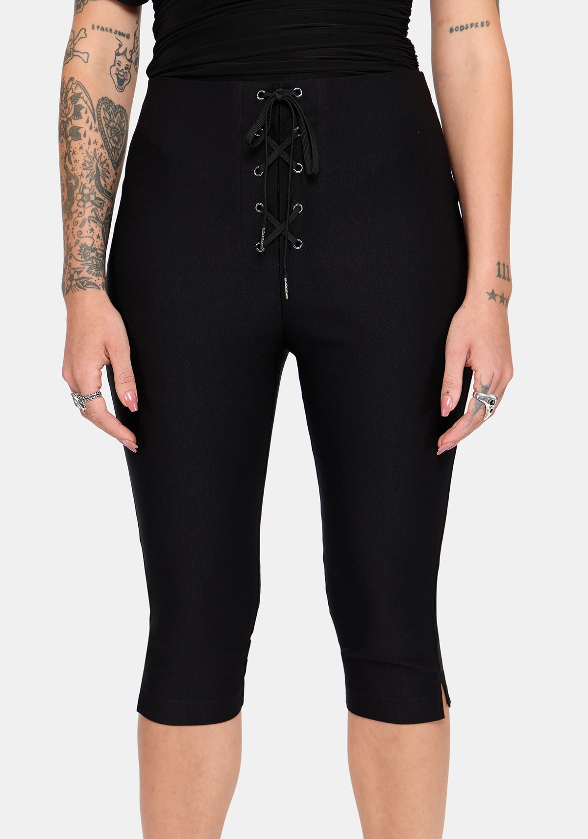Tasha Eyelet Lace Up Capri