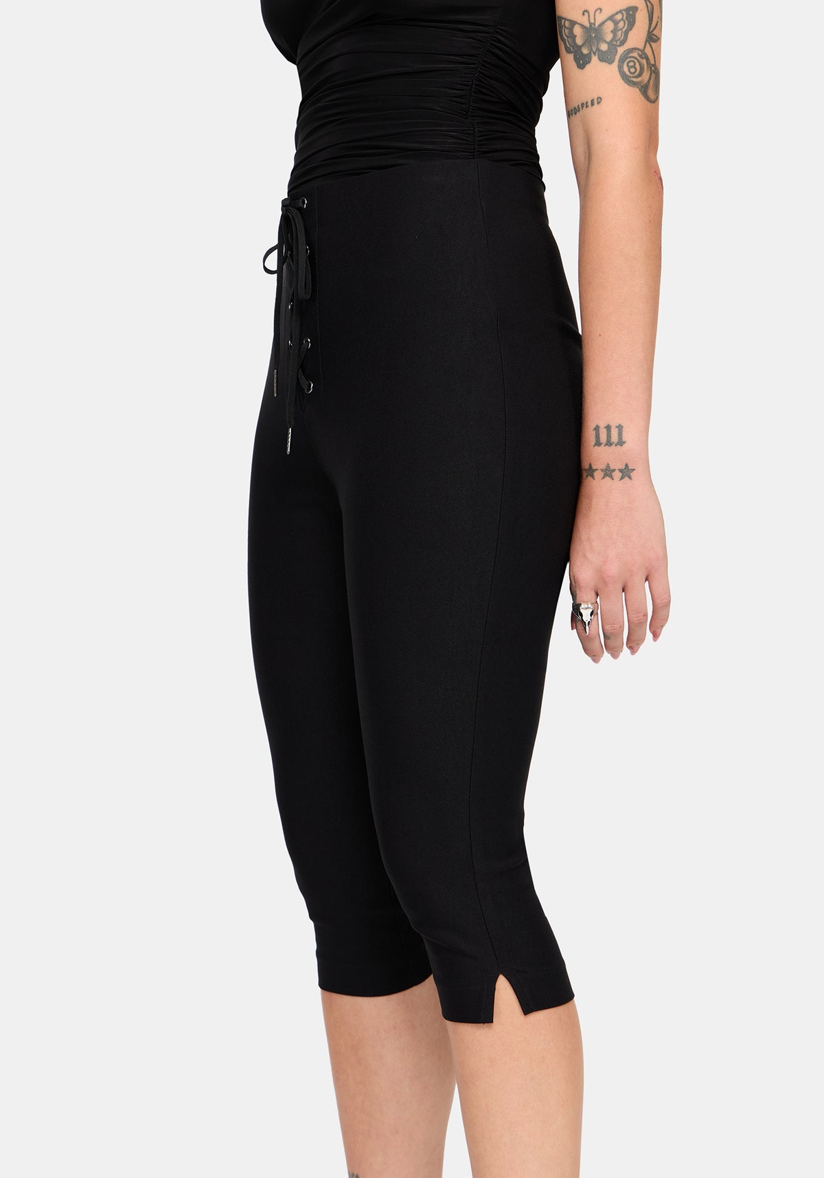 Tasha Eyelet Lace Up Capri