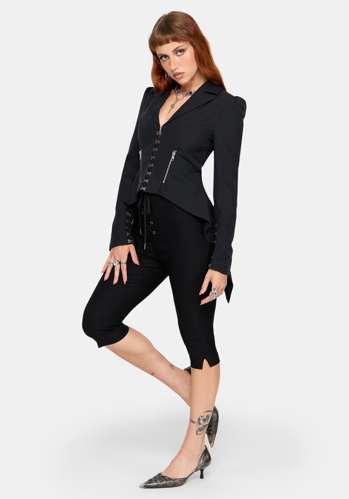 Tasha Eyelet Lace Up Capri