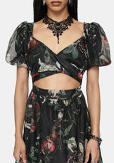 Anara Fruit Print Twist Front Midaxi Dress