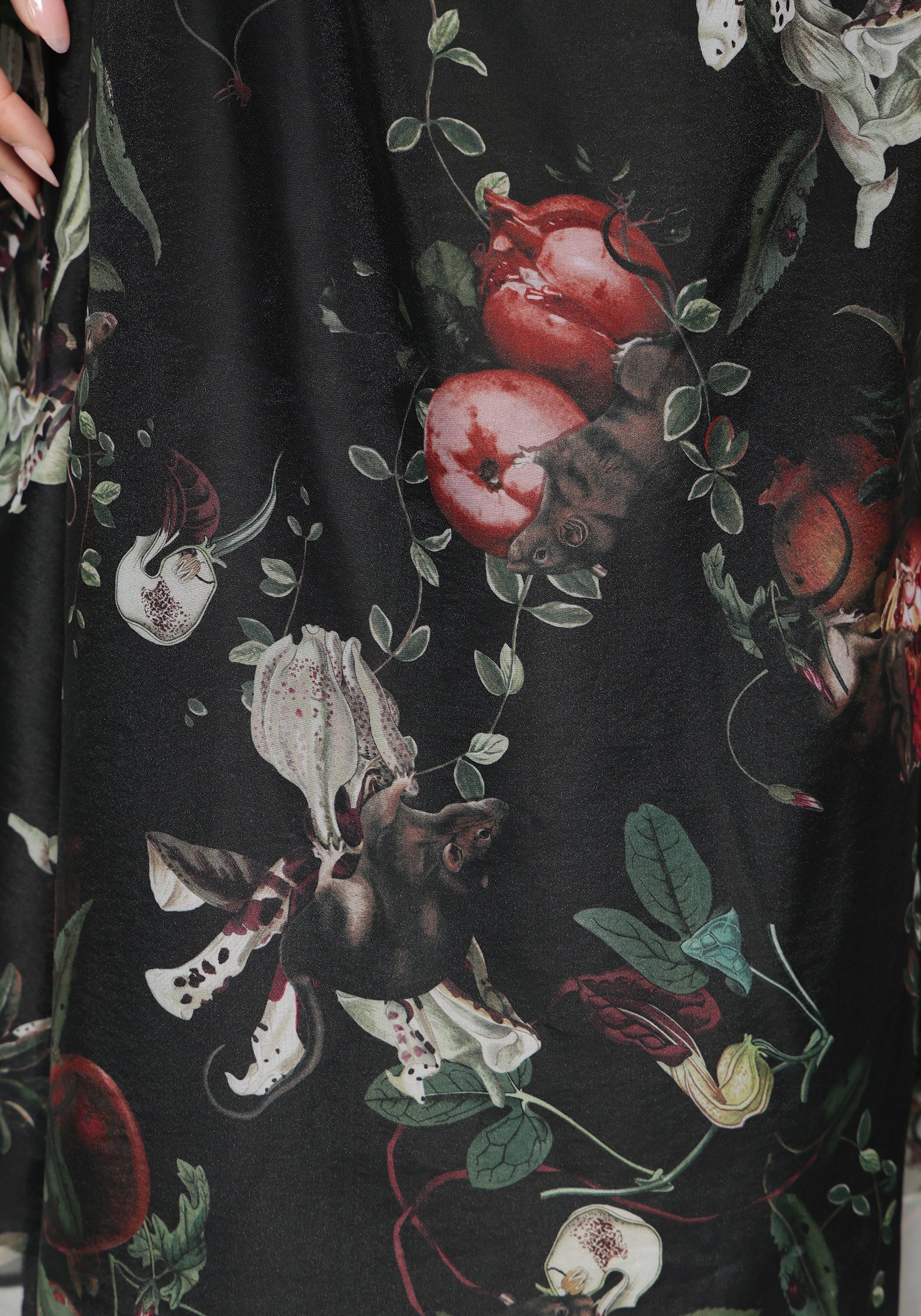 Anara Fruit Print Twist Front Midaxi Dress