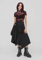 Reina Buckle Hanky Hem Midi Skirt