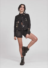Faela Fairy Embroidered Distressed Denim Jacket