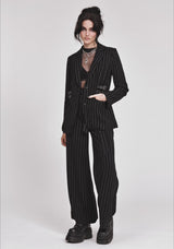 Charli Pinstripe Buckle Oversized Blazer