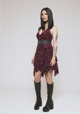 Sienna Devore Hanky Hem Cami Mini Dress - Burgundy