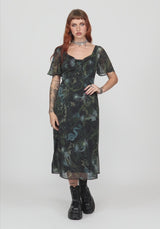 Seluna Lace Up Front Chiffon Midi Dress