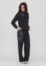 Cleo Phoenix Print Wide Leg Denim Jeans