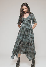 Thalassa Print Lace Up Midaxi Dress