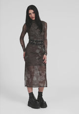Eros Realm Graphic Mesh Midi Dress