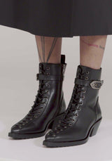 Spinelle Leather Cathedral Buckle Boots