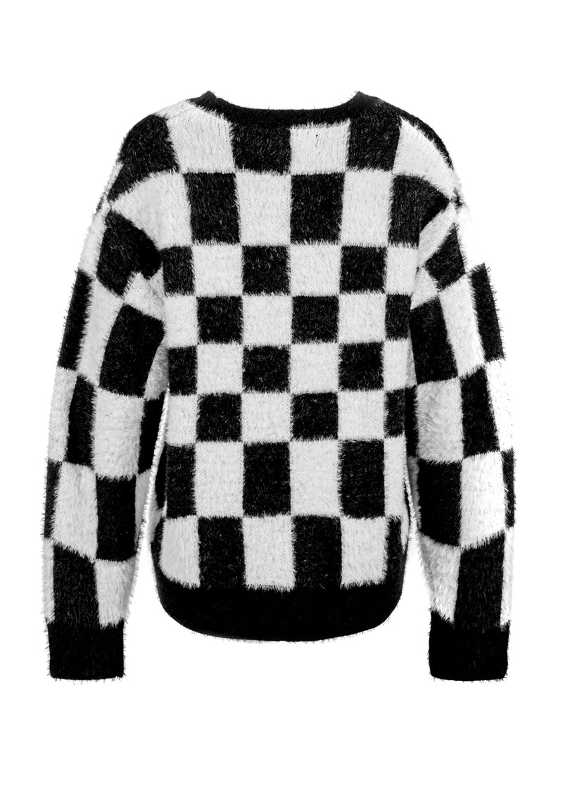 Two-Tone Checkerboard Cardigan
