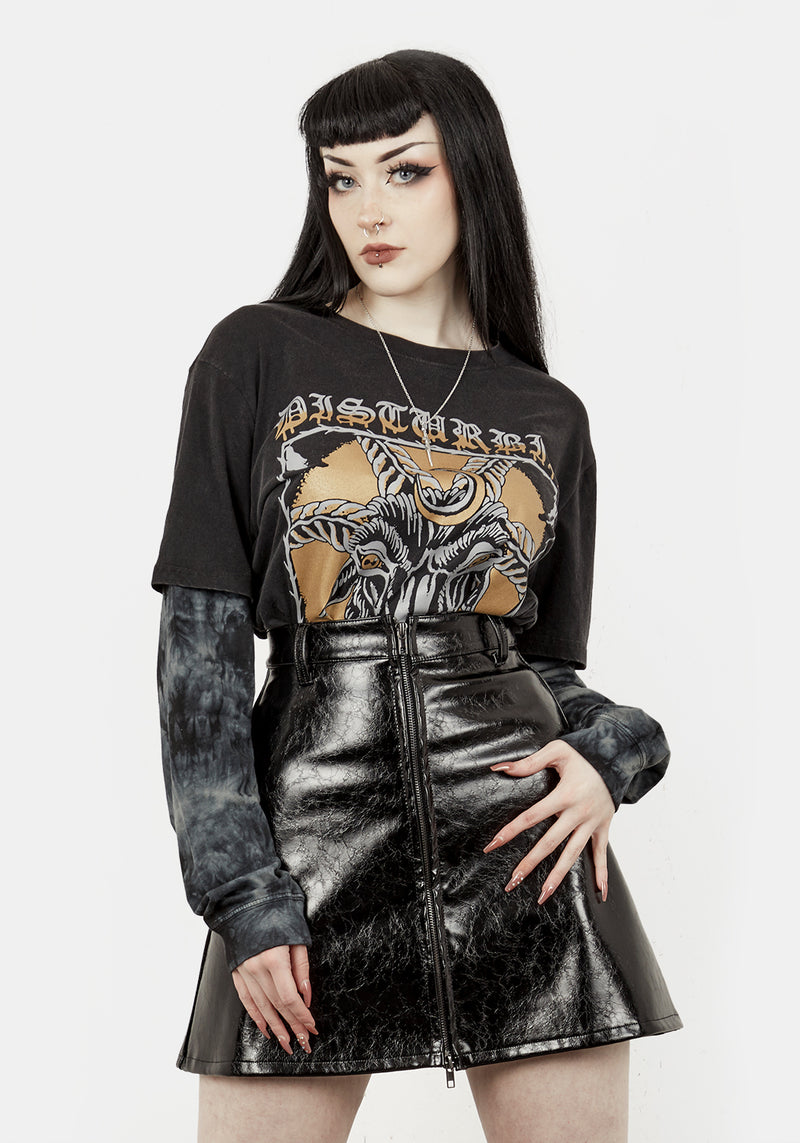 Disturbia Hellraisa Faux Leather A-Line Skirt Skirts