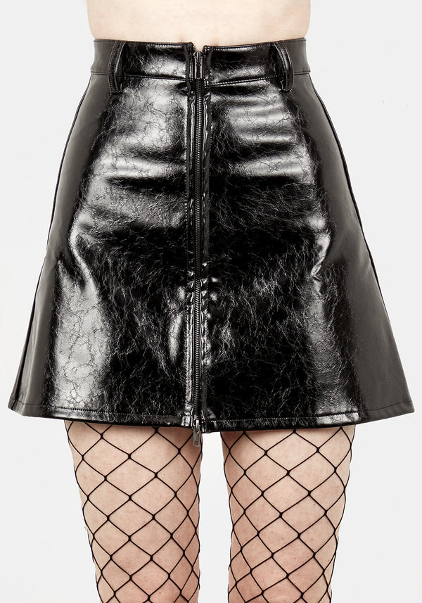Hellraisa Faux Leather A-Line Skirt
