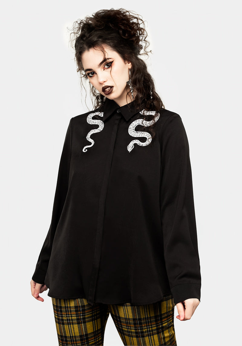 Slither Embroidered Snake Shirt – Disturbia