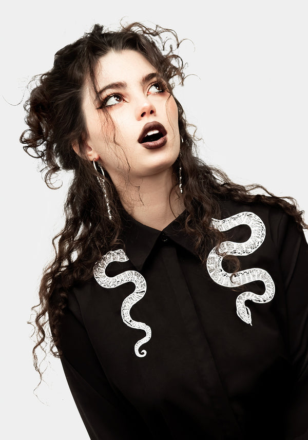 Slither Embroidered Snake Shirt