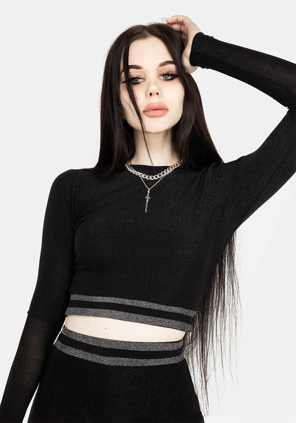 black glitter crop top