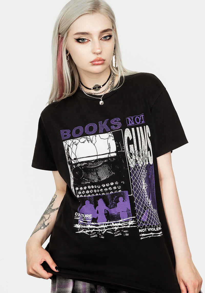 Books Vintage Black Washed T-Shirt