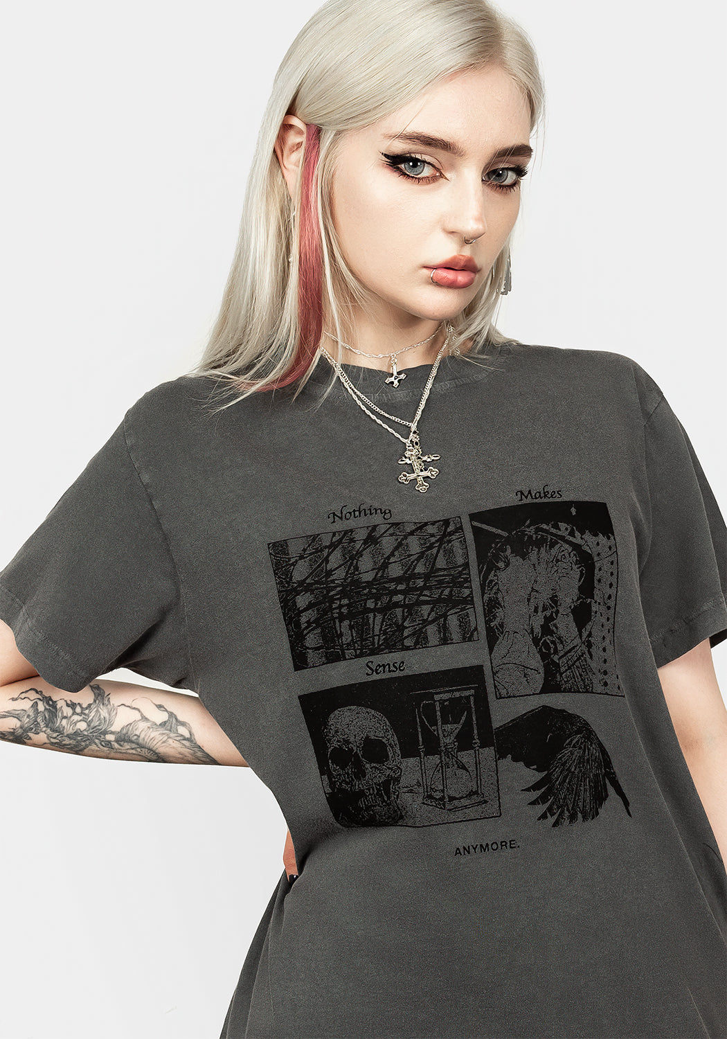 SenseVintageGreyWashedTShirt Disturbia