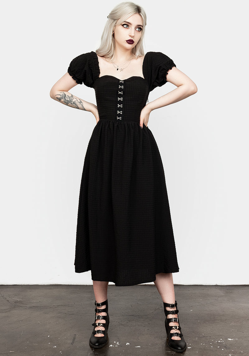 Mortem Midi Dress With Puff Sleeves