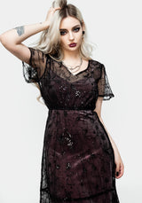 Lune Sequined Tiered Velvet Slip Dress