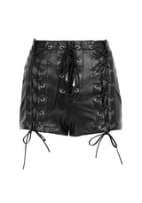 Mosh Faux Leather Lace Up Shorts
