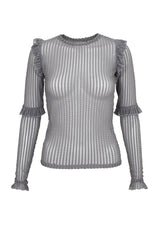 MOURNING RUFFLE TOP GHOST GREY