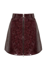 HELLRAISA FAUX LEATHER A-LINE SKIRT VENOM RED